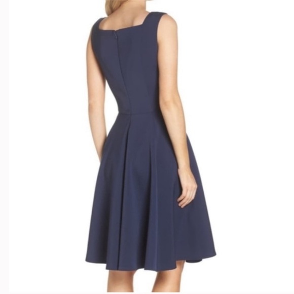 Gal Meets Glam Zoe Bow Fit and Flare Navy Blue Dress W-872 Sz 8 - Picture 3 of 10